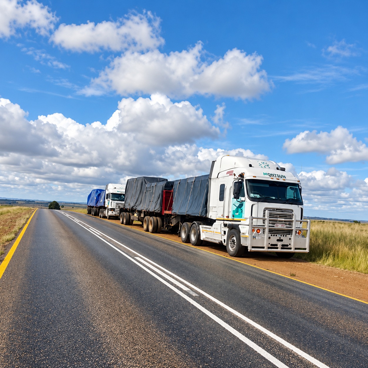 Montsun truck transporting freight on a Southern African road